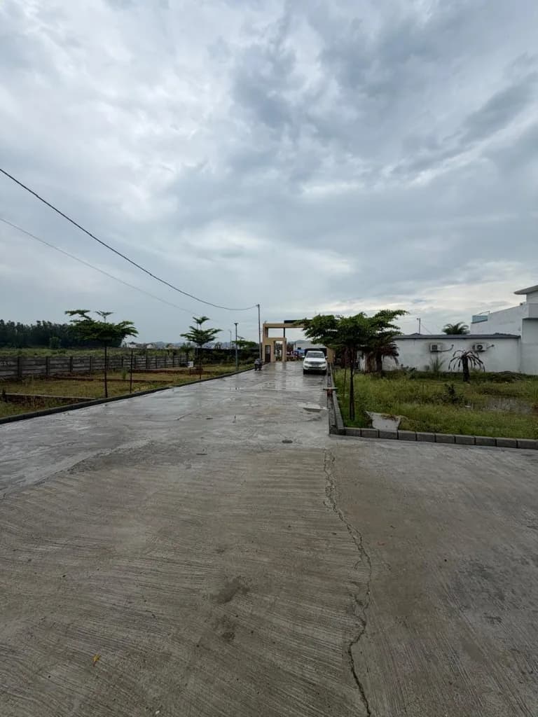 Palm City Haridwar — internal road leading toward the township entry gate